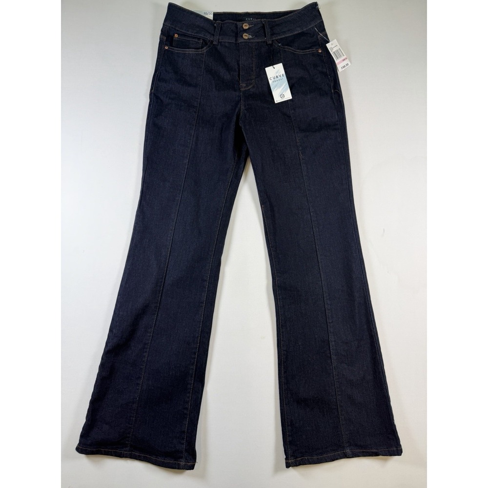 Curve Appeal Women's High Rise Flare Jeans Size 10/30 Blue Western Boho Chic NWT